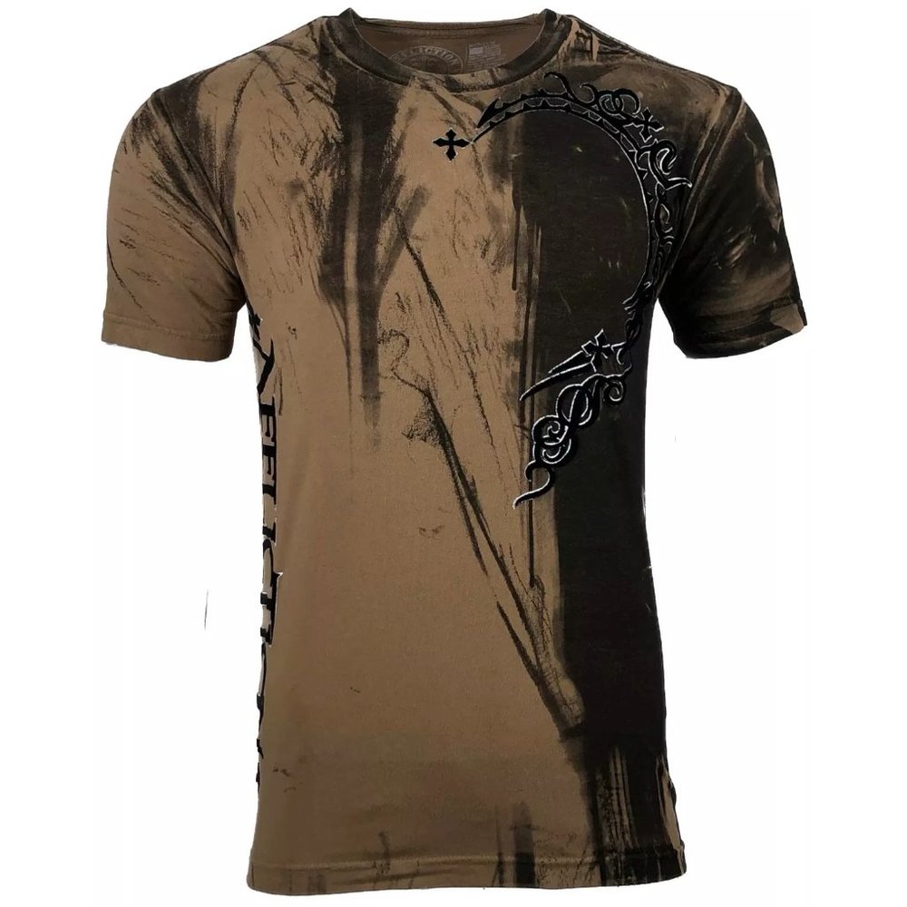 AFFLICTION Men's T-Shirt DARK NIGHT Biker Skulls T